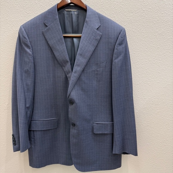 Canali Mens Suit Jacket Size 44R Gray Blazer Wool Single Breasted Striped - Picture 1 of 6